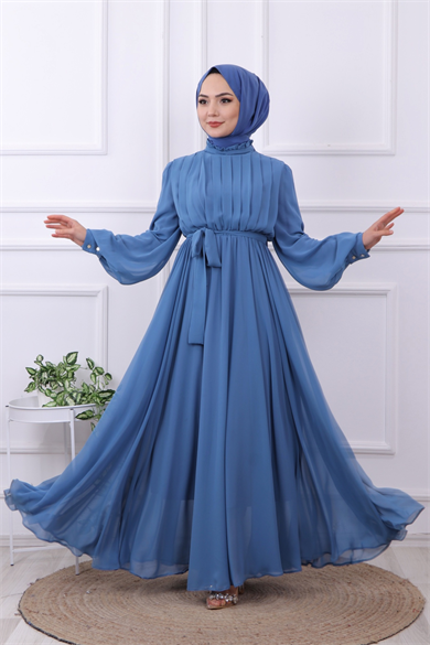 Şifon Elbise İndigo