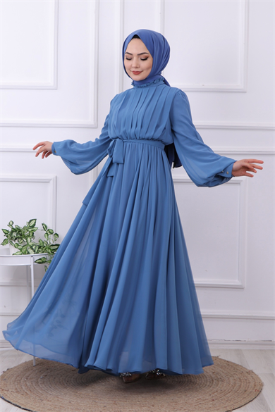 Şifon Elbise İndigo