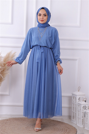 Simli Elbise Mavi