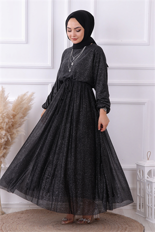 Simli Elbise Siyah