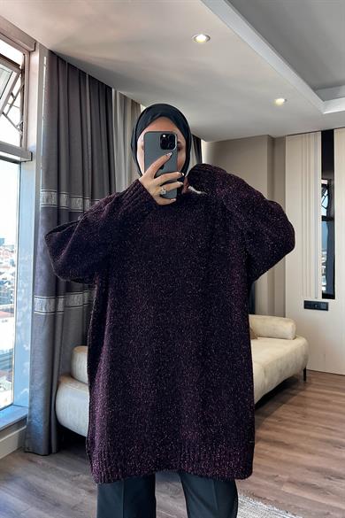 Simli Tunik Mor