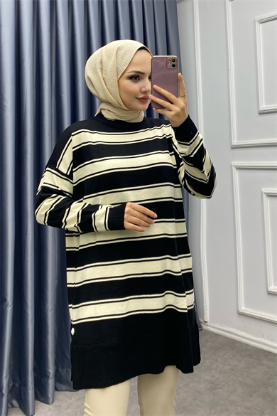 Siyah Şeritli Tunik