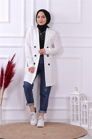 Slimfit Model Blazer Ceket Beyaz