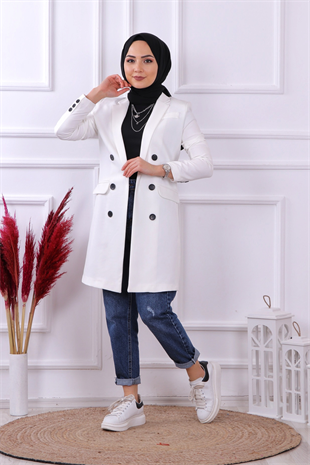 Slimfit Model Blazer Ceket Beyaz