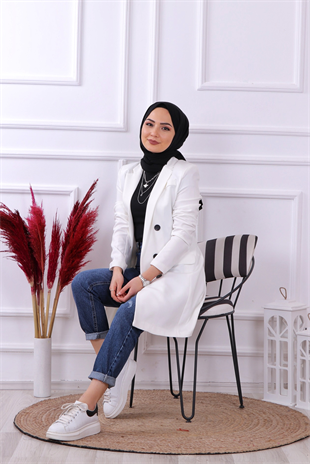 Slimfit Model Blazer Ceket Beyaz
