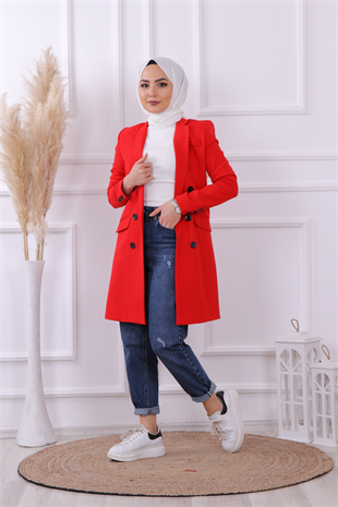 Slimfit Model Blazer Ceket Kırmızı