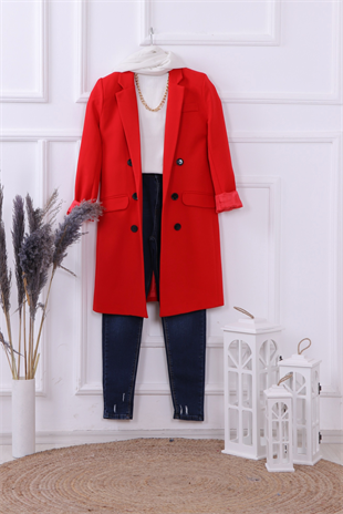 Slimfit Model Blazer Ceket Kırmızı