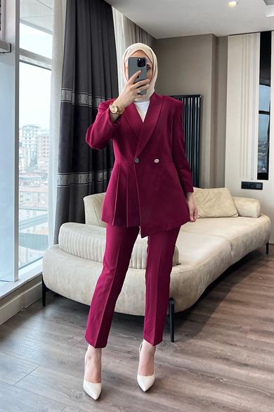 Sol Ön Pile Detay İkili Takım Bordo