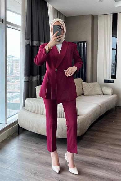 Sol Ön Pile Detay İkili Takım Bordo