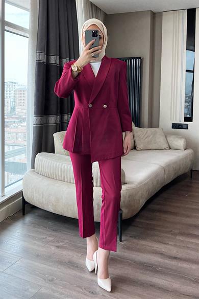 Sol Ön Pile Detay İkili Takım Bordo