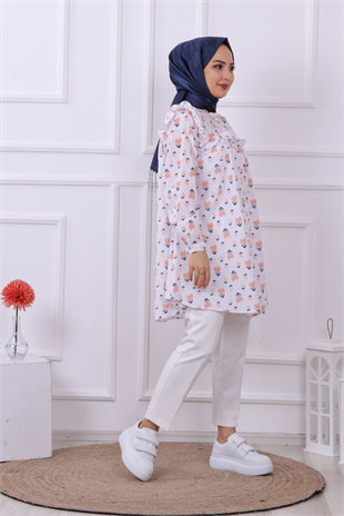 Somon Renk Laleli Tunik