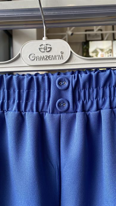 Süs Düğme Pat Detaylı Pantolon Mavi 