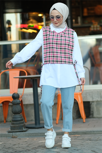 Süveter Gömlek Takım Pembe