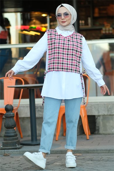 Süveter Gömlek Takım Pembe