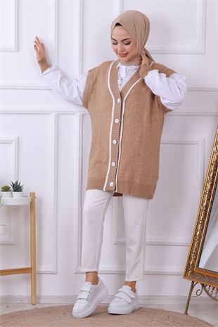 Süveter Görünümlü Hırka Camel