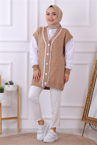 Süveter Görünümlü Hırka Camel
