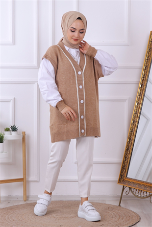 Süveter Görünümlü Hırka Camel