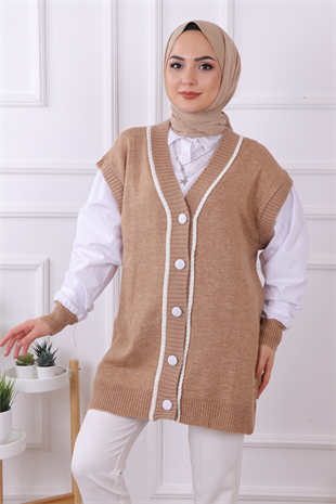 Süveter Görünümlü Hırka Camel