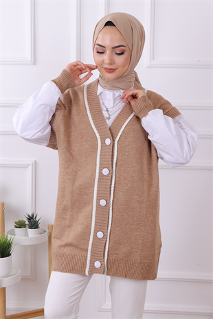 Süveter Görünümlü Hırka Camel