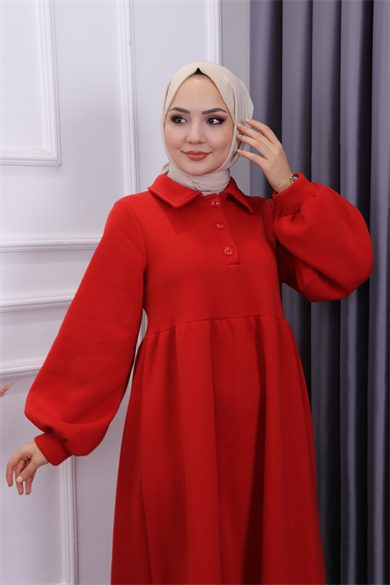 Sweat Elbise Kırmızı