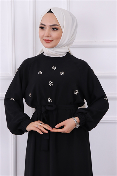 Taş Detaylı Elbise Siyah