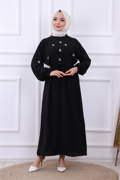 Taş Detaylı Elbise Siyah