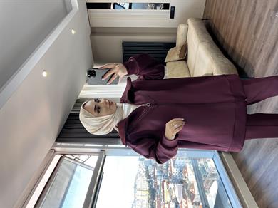 Taş Detaylı Skuba Takım Bordo