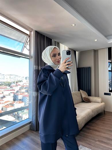 Taş Detaylı Skuba Takım Lacivert