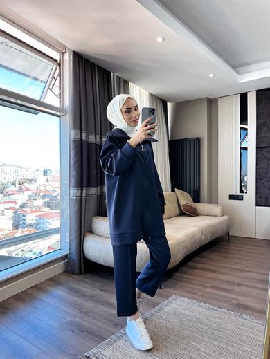 Taş Detaylı Skuba Takım Lacivert