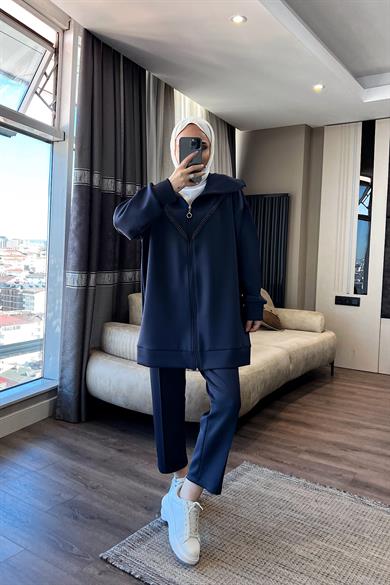 Taş Detaylı Skuba Takım Lacivert