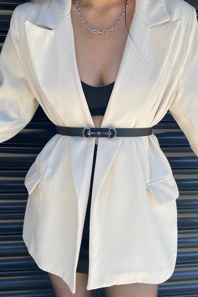 Tasarım Deri Kemer Siyah