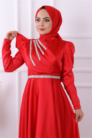 Taşlı Saten Abiye