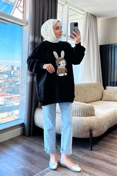 Tavşan Sweat Siyah
