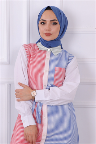 Tek Cepli Çizgili Tunik
