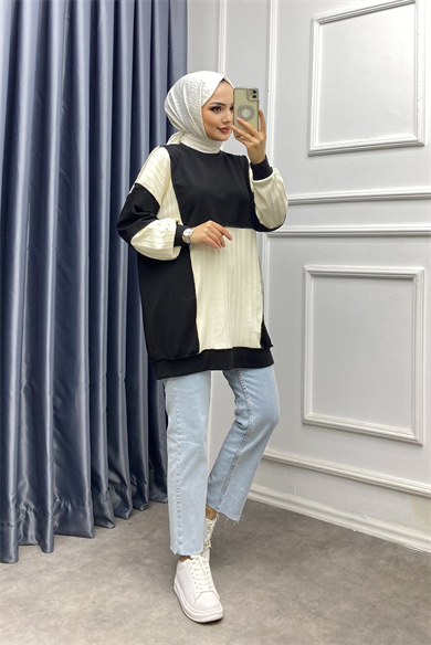 Ters Dikiş Tunik Siyah