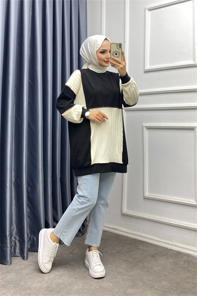 Ters Dikiş Tunik Siyah