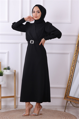 Kemeri Toka Detaylı Elbise Siyah
