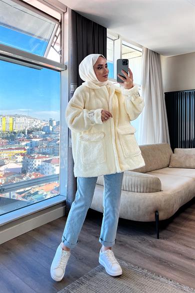 Toylor Fermuarlı Mont Krem 