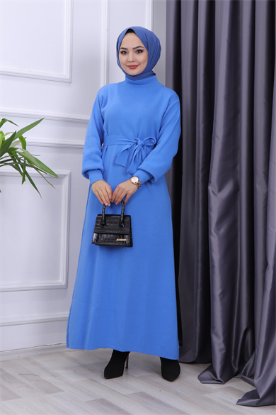 Triko Elbise Mavi