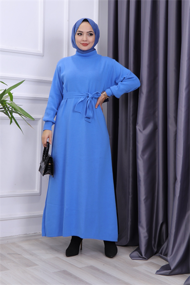 Triko Elbise Mavi
