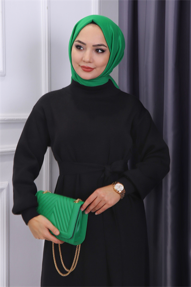 Triko Elbise Siyah