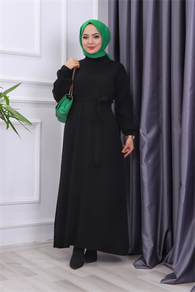 Triko Elbise Siyah