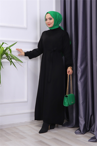 Triko Elbise Siyah