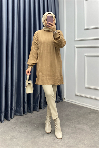 Triko Tunik Camel