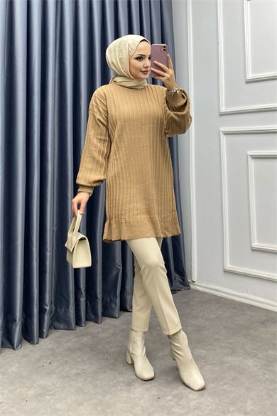 Triko Tunik Camel