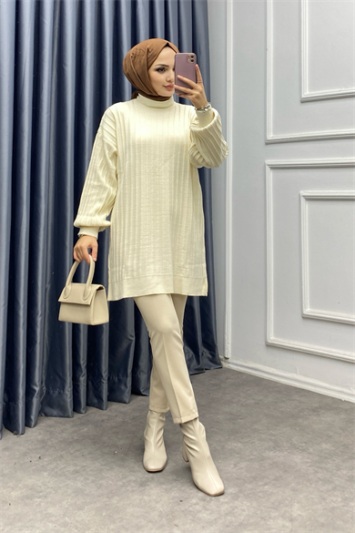 Triko Tunik Krem
