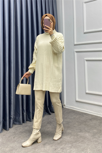 Triko Tunik Krem