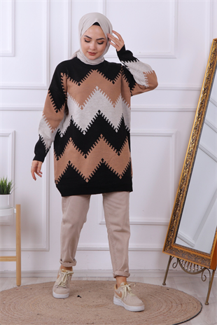 Triko Tunik Siyah-Kahve