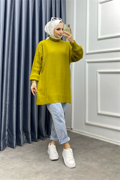 Triko Tunik Yağ Yeşili