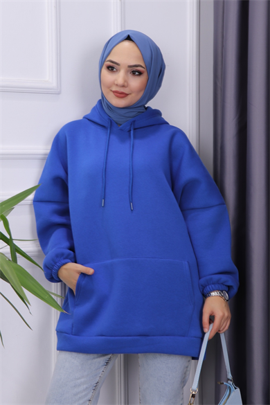 Üç İplik Kanguru Cep Sweat Saks